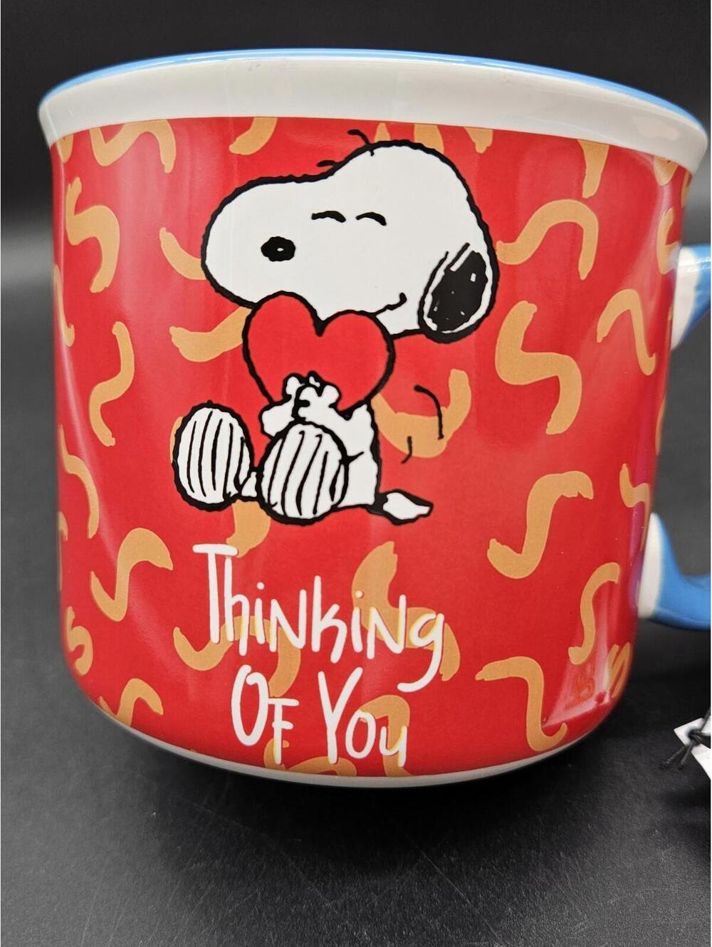 Peanuts Snoopy Thinking Of You 21 Ounce Camping Style Ceramic Coffee Cup Mug New